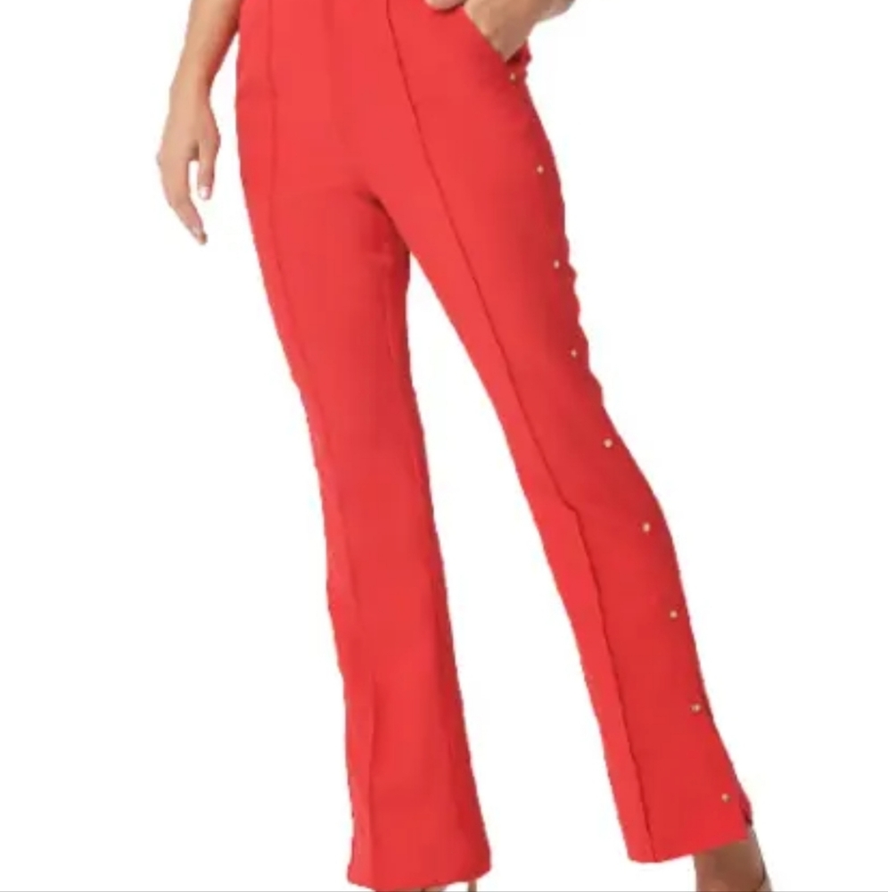 GILI red regular boot cut pants with button detail / size 6 / NWOT